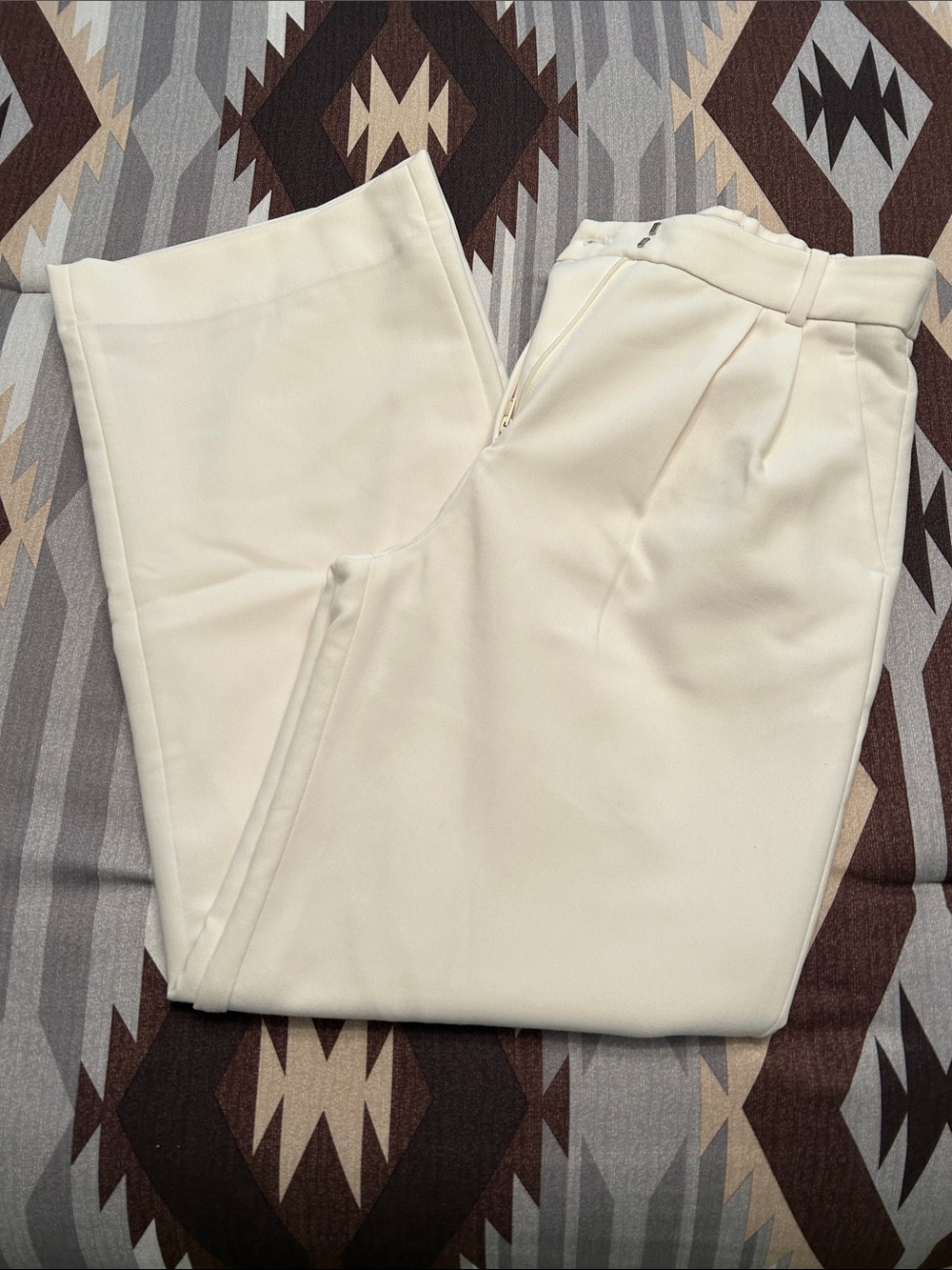 Abercrombie & Fitch Cream Wide-Leg Trousers